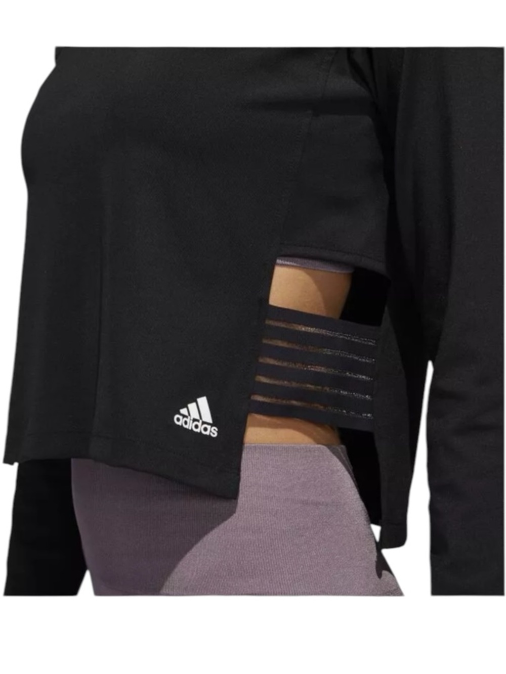 Adidas Layering Side Slit Top in Black Size Medium